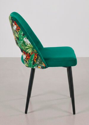 silla comedor terciopelo verde floral