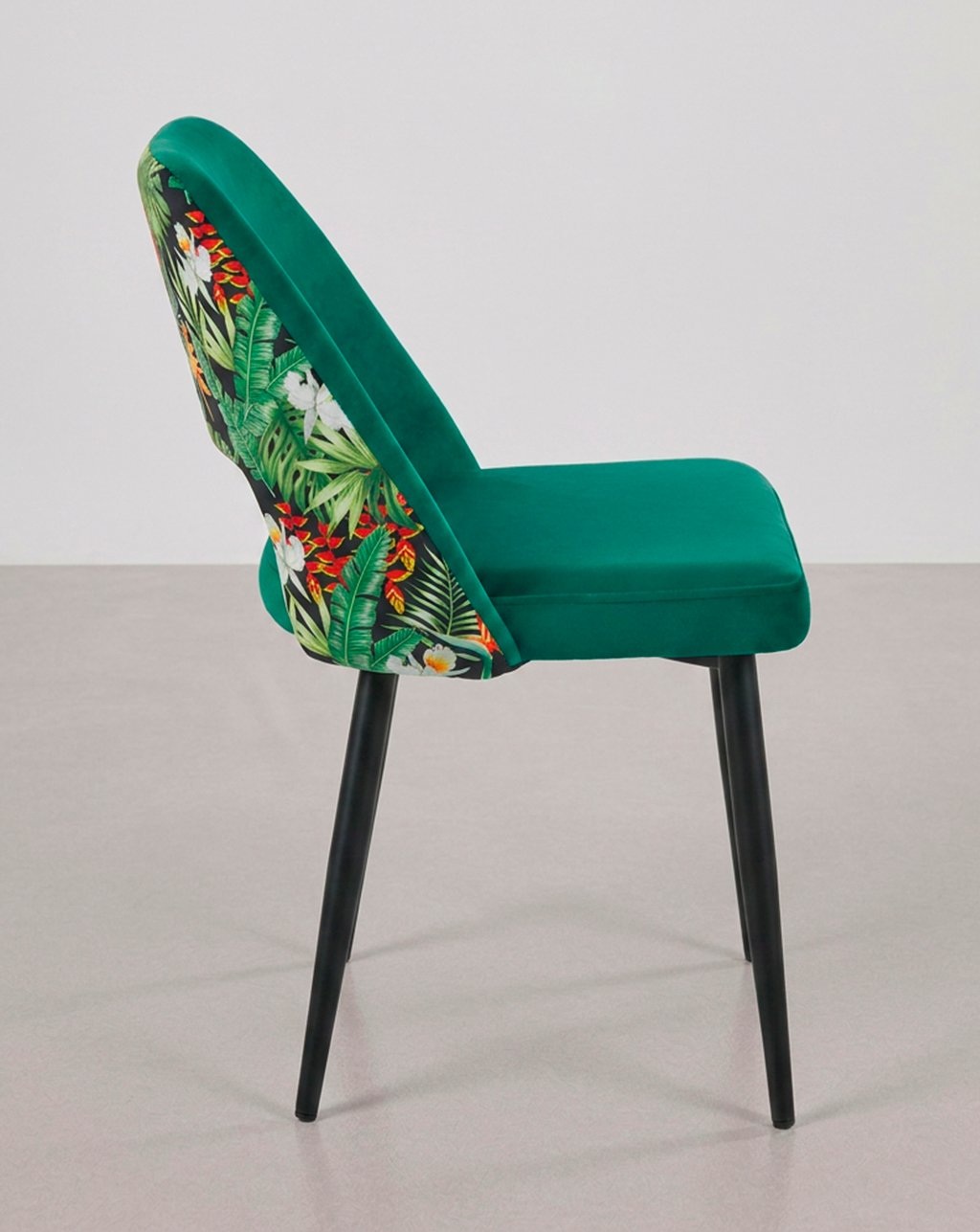 silla comedor terciopelo verde floral