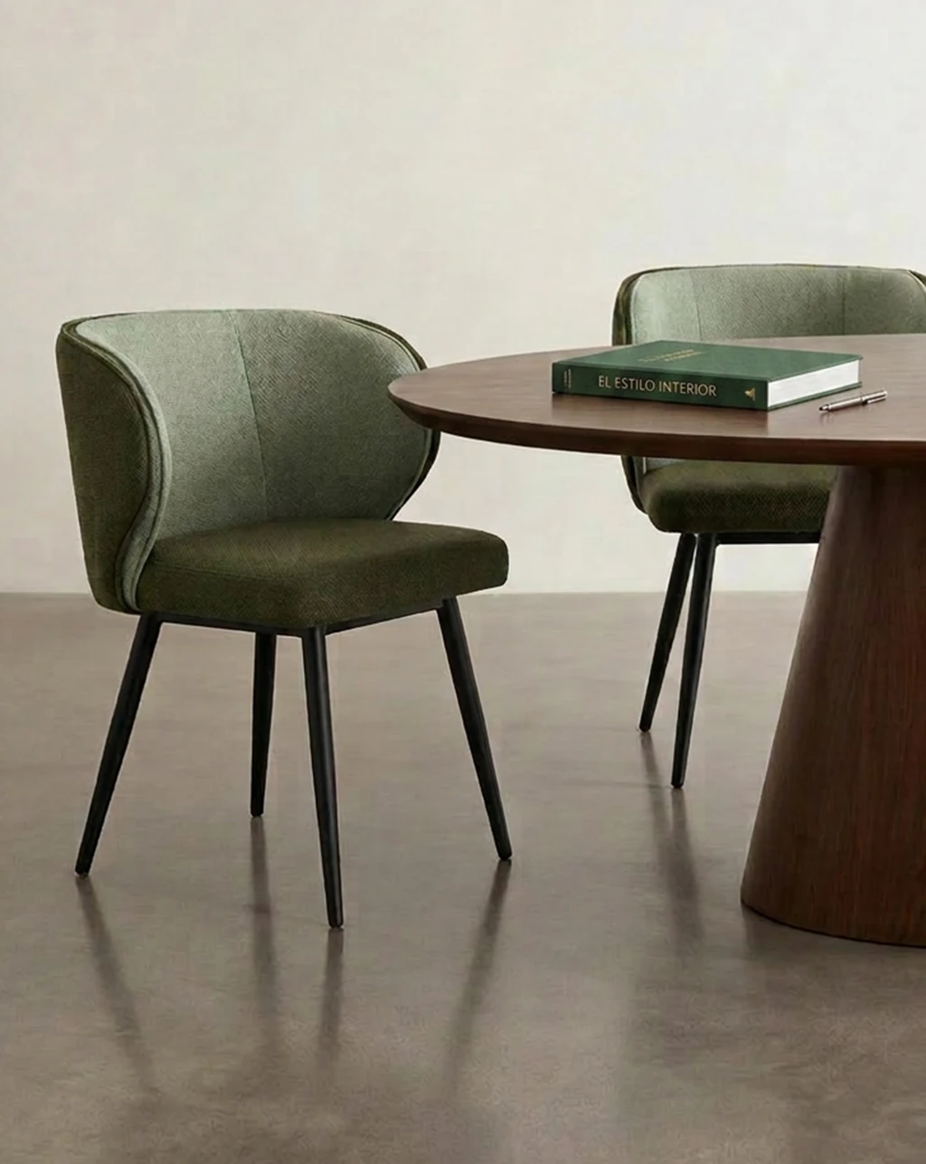 silla de comedor tapizada verde