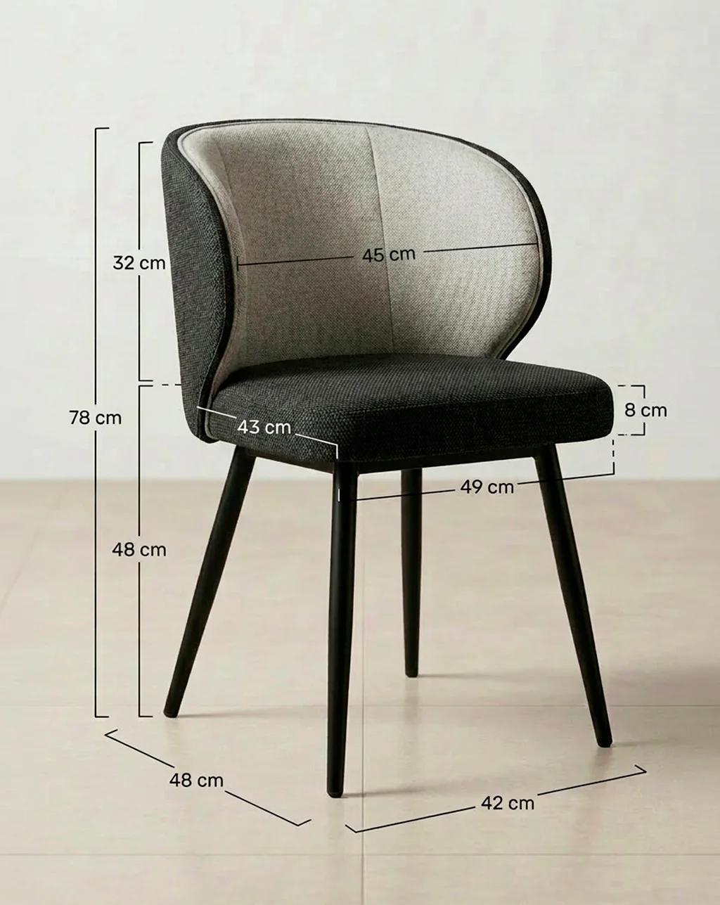 silla de comedor tapizada medidas