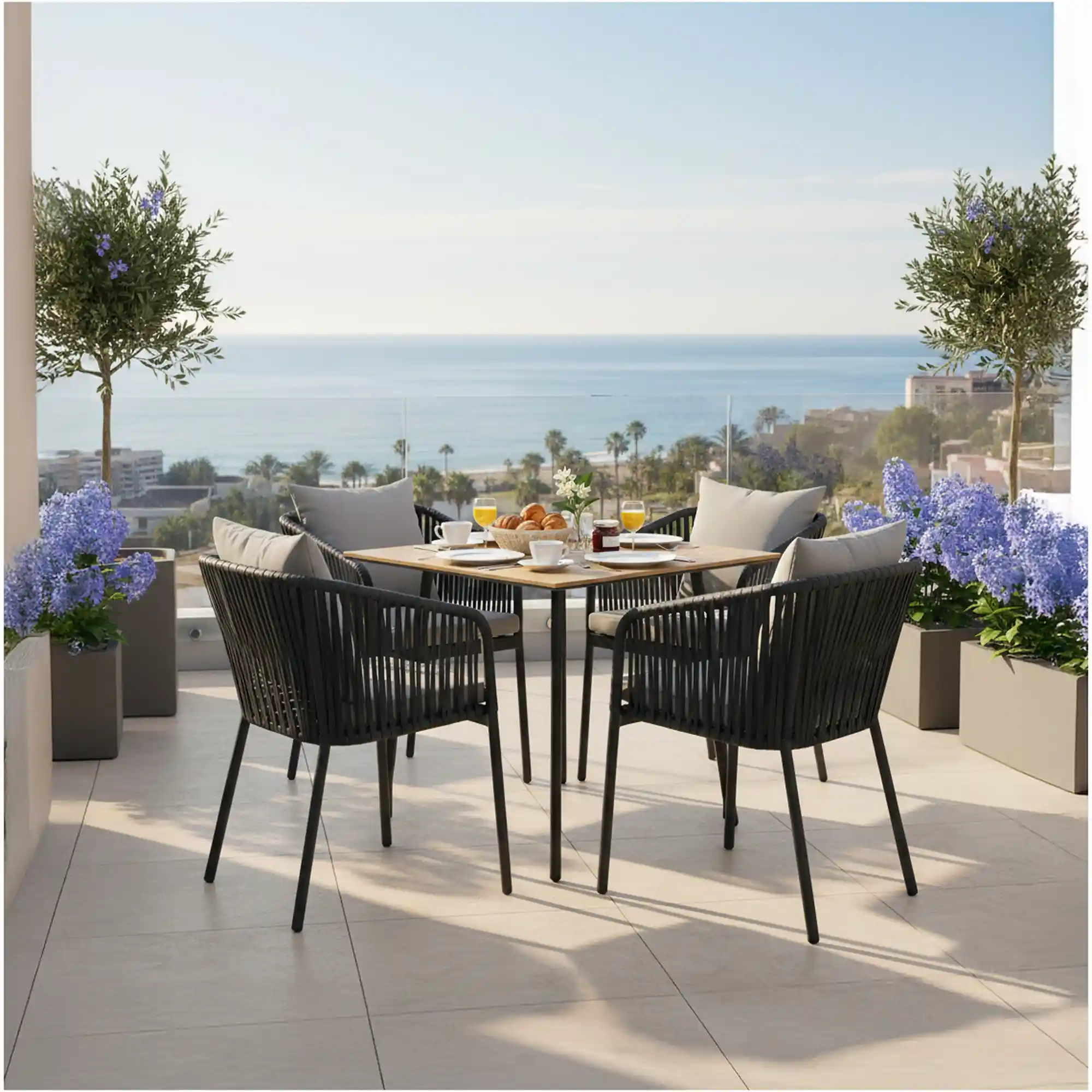 Silla Profesional de Exterior Profesional de Mimbre Sintético Sophi con Cojines - Imagen 6