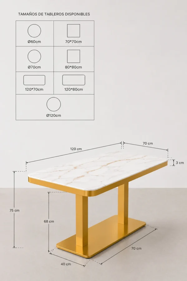 dimensions plateau de table pierre frittée marbre blanc