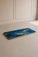 plateau de table pierre frittée marbre bleu rectangulaire