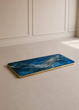 tablero mesa piedra sinterizada marmol azul rectangular