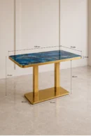dimensions plateau de table pierre frittée marbre bleu rectangulaire