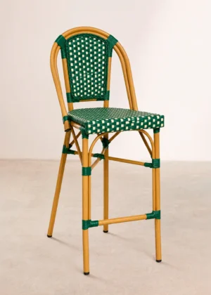 taburete alto de jardin con respaldo