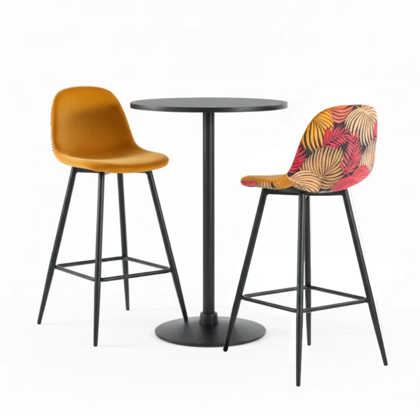 Taburete Alto Tapizado Verona Floral con Respaldo – Image 2
