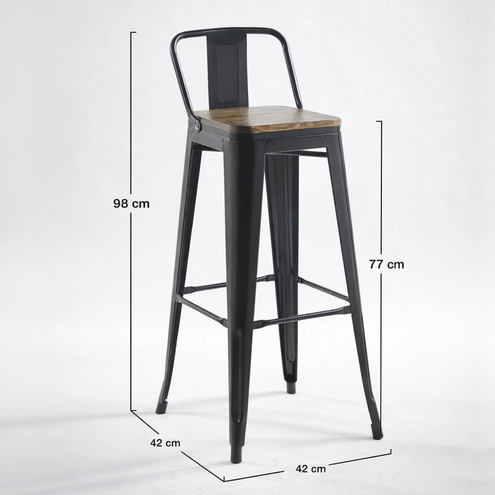 Taburete Hostelería Alto Apilable con Respaldo Toix - Imagen 3