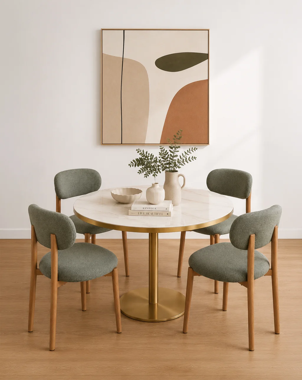 comedor sillas y mesa piedra sinterizada marmol blanco