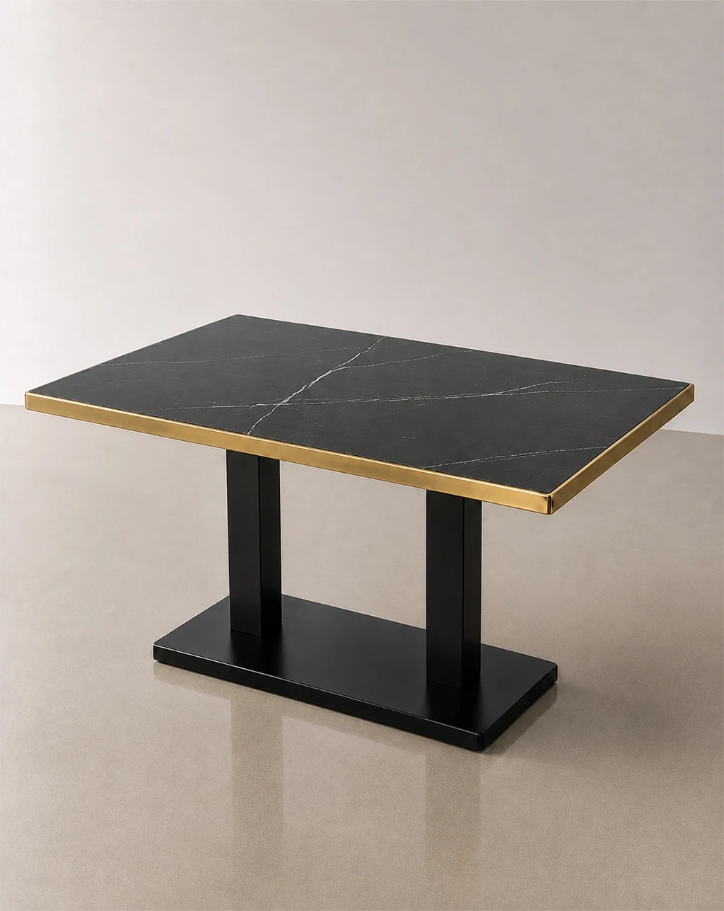 Mesa hosteleria de Comedor Rectangular Dorada Royal Negro