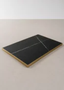 Tablero Mesa Rectangular Multicapa Mármol Negro Canto Dorado