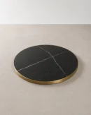 Tablero Redondo para Mesa Multicapa Mármol Negro Canto Dorado