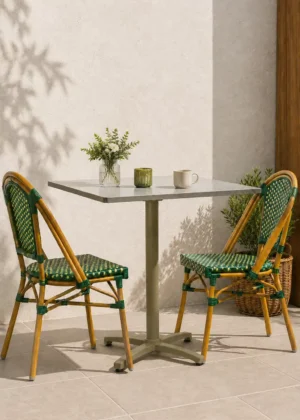 mesa abatible de terraza con sillas