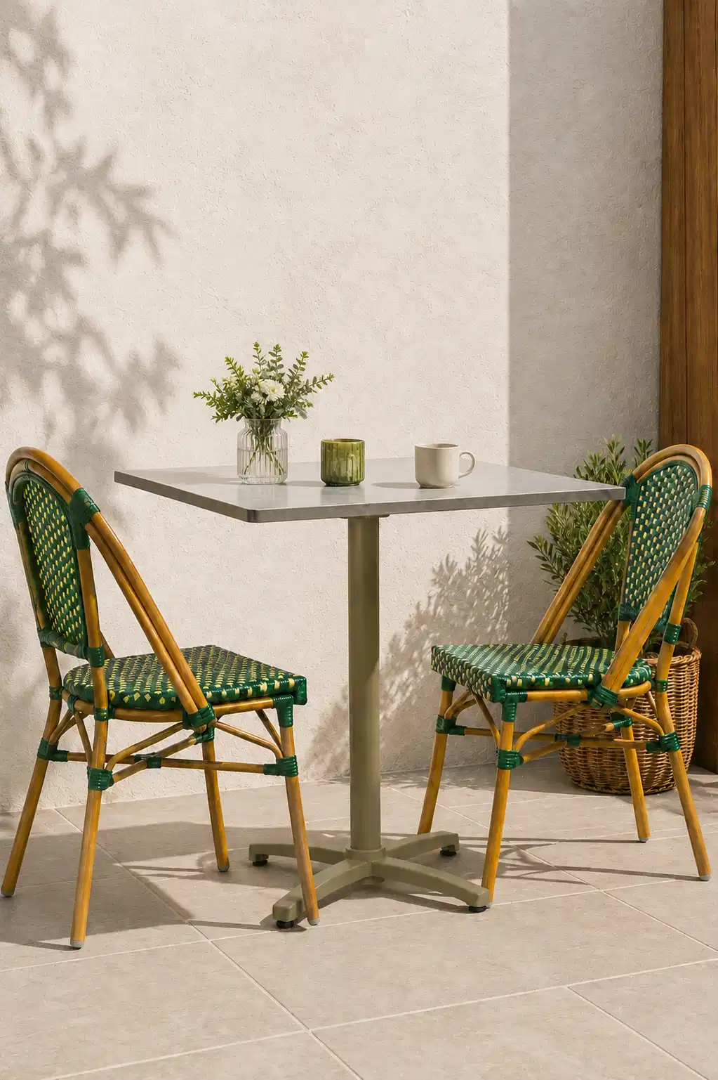 mesa abatible de terraza con sillas