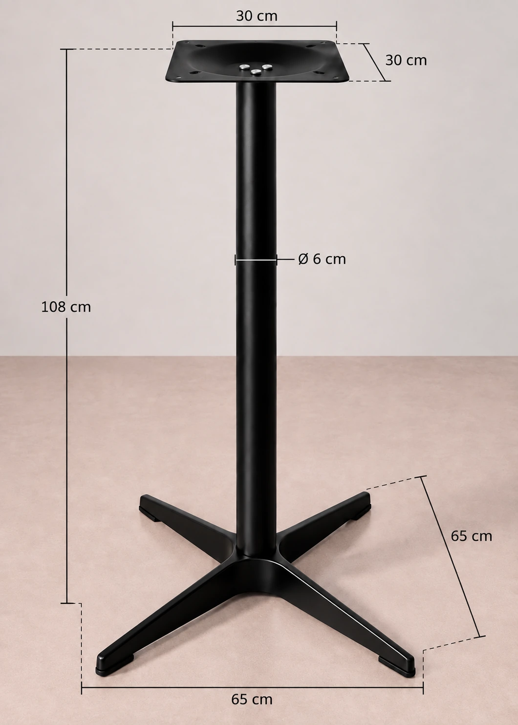 pie de mesa alta central cross exterior medidas