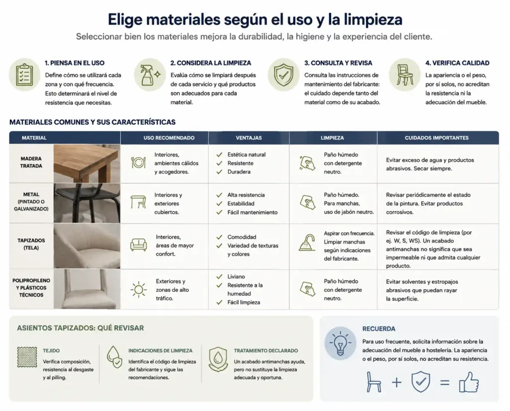 uso y la limpieza de muebles para restaurantes