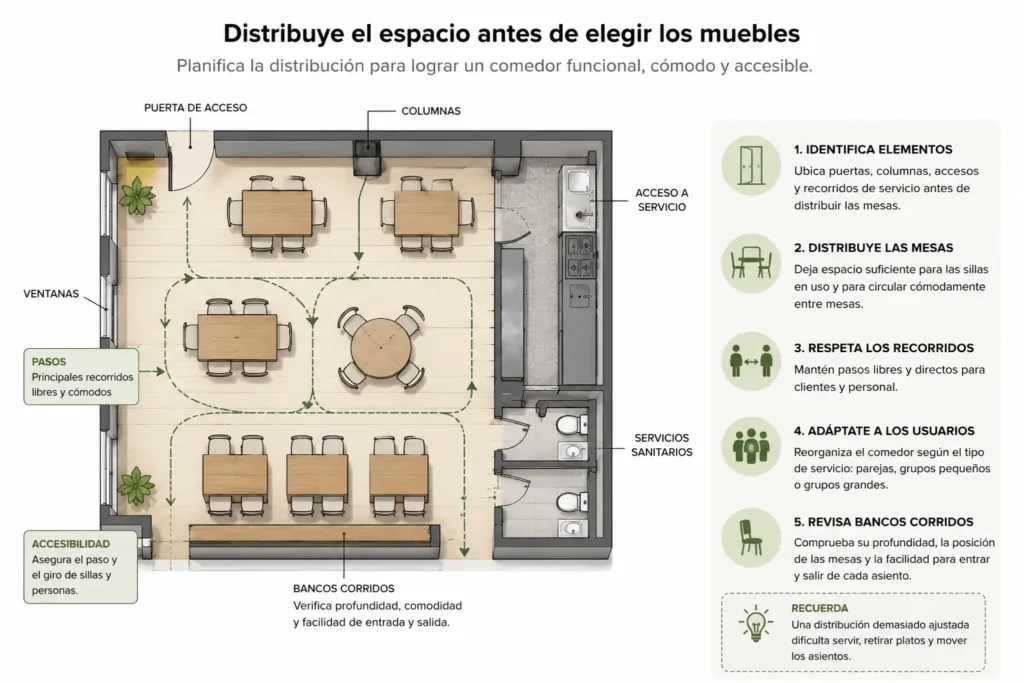 distribucion muebles en restaurantes
