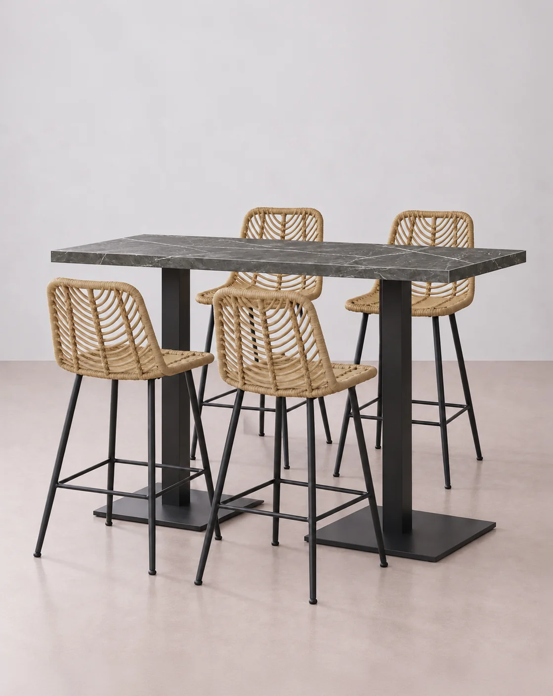 mesa con taburetes exterior