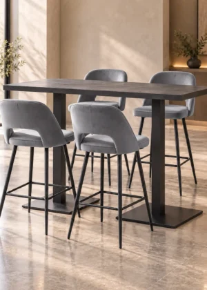 mesa alta cocina con taburetes