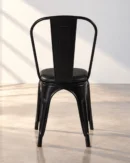 chaise métallique à assise rembourrée