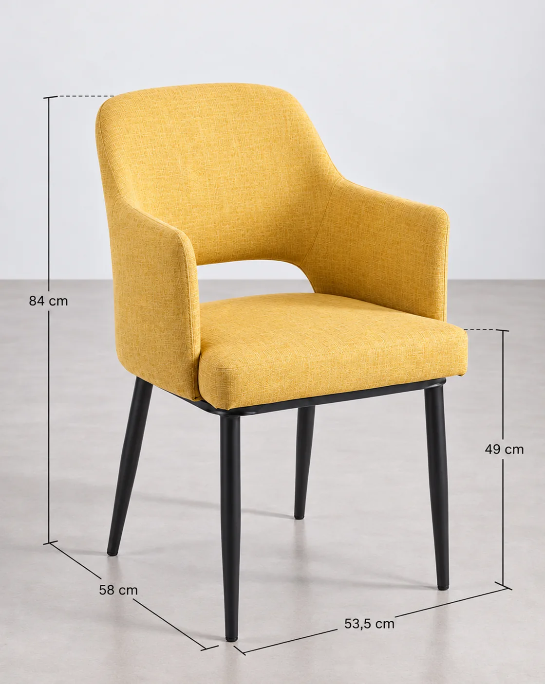 silla de comedor tapizada con patas negras