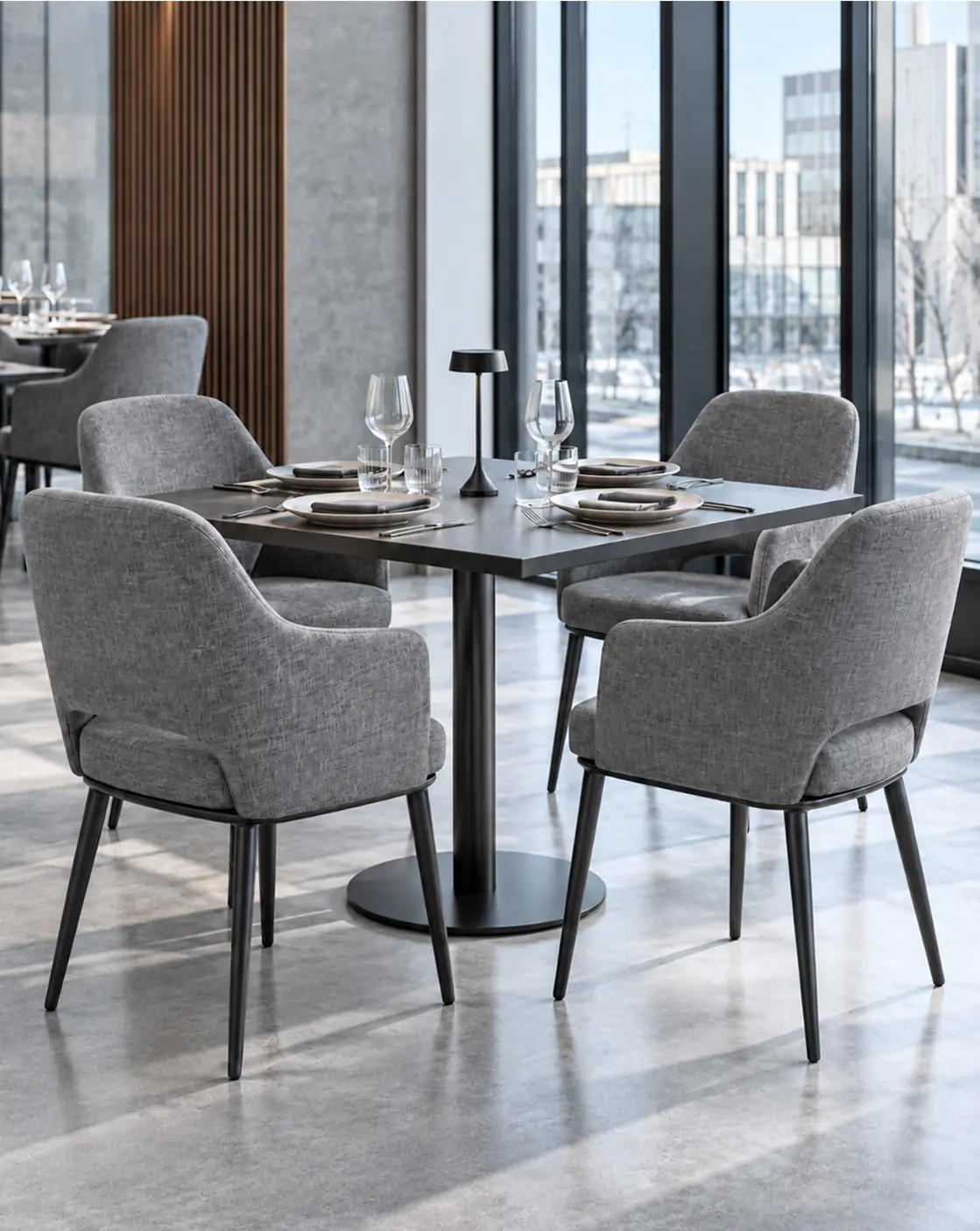 silla tapizada con reposabrazos de comedor
